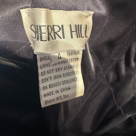 Sherri Hill Charcoal Gown with Tulle Skirt - Picture 13 of 15